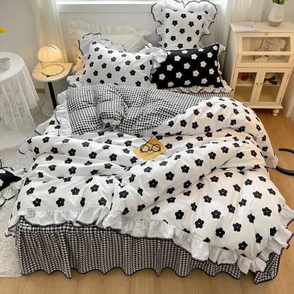 91家纺网 家纺一手货源 找家纺 婳庭家居 2021新款小香风系列四件套 格调白