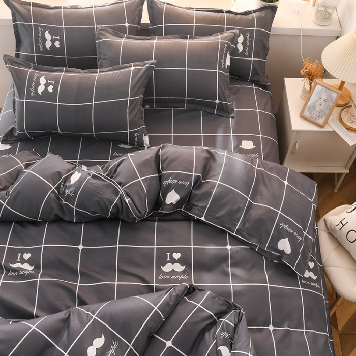 91家纺网 家纺一手货源 找家纺 赫然家纺 新款舒适柔软亲肤爆款芦荟棉四件套货源充足 大胡子