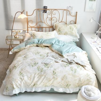 91家纺网 家纺一手货源 找家纺 （总）捌月 2021新款全棉田园花边款四件套