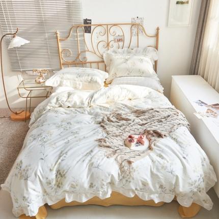 捌月 2021新款全棉田园花边款四件套 悠然