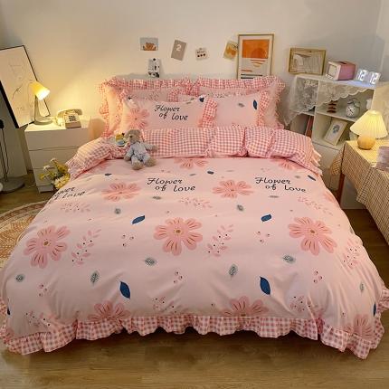 91家纺网 家纺一手货源 找家纺 （总）维娜斯 2021新款植物羊绒磨毛韩版花边四件套