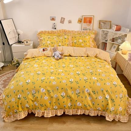 91家纺网 家纺一手货源 找家纺 （总）维娜斯 2021新款植物羊绒磨毛韩版花边四件套