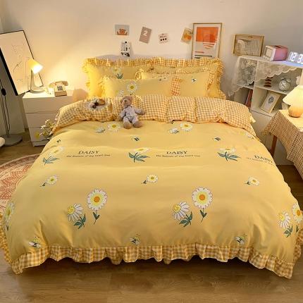 91家纺网 家纺一手货源 找家纺 维娜斯 2021新款植物羊绒磨毛韩版花边四件套爱的相恋