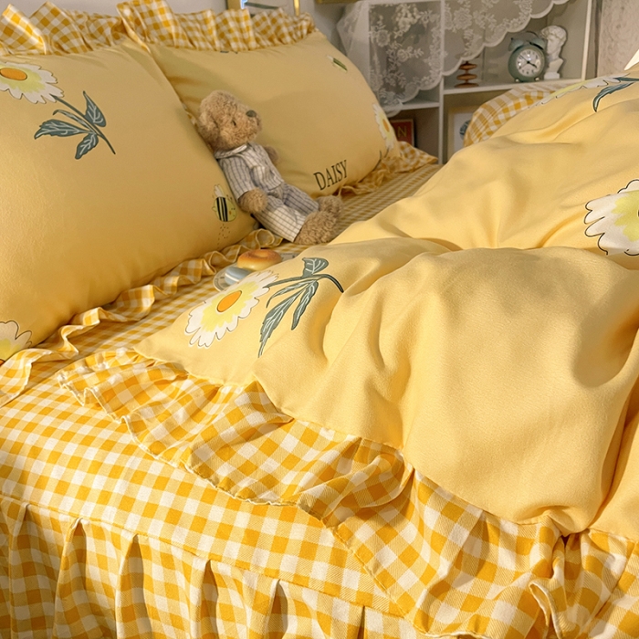 91家纺网 家纺一手货源 找家纺 维娜斯 2021新款植物羊绒磨毛韩版花边四件套爱的相恋