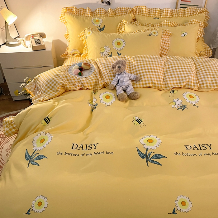 91家纺网 家纺一手货源 找家纺 维娜斯 2021新款植物羊绒磨毛韩版花边四件套爱的相恋