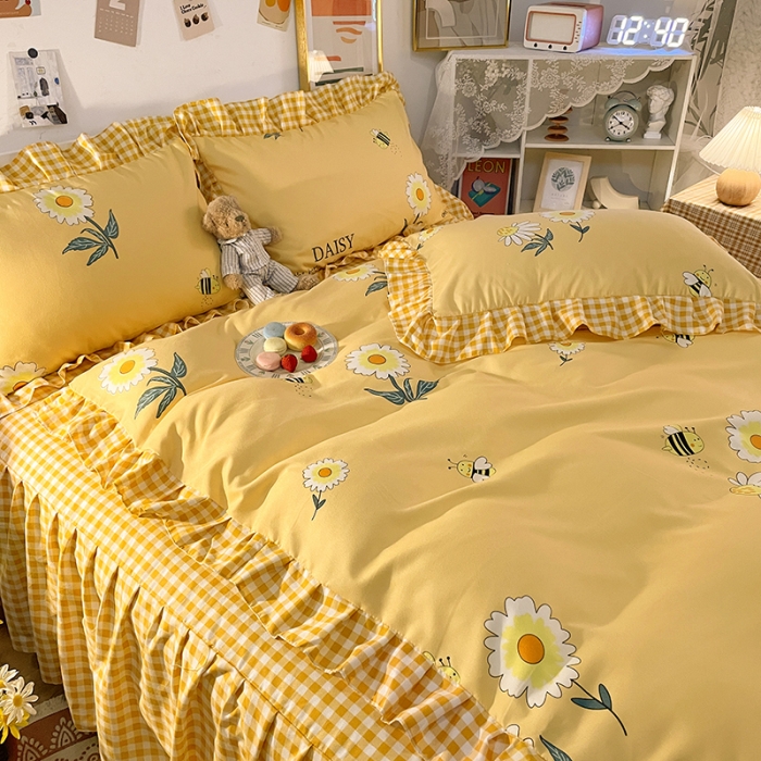 91家纺网 家纺一手货源 找家纺 维娜斯 2021新款植物羊绒磨毛韩版花边四件套爱的相恋