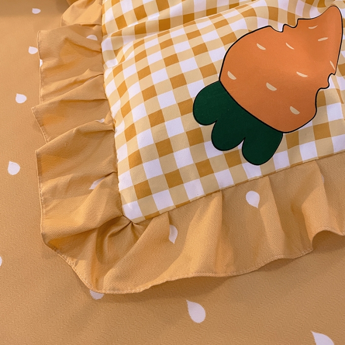 91家纺网 家纺一手货源 找家纺 维娜斯 2021新款植物羊绒磨毛韩版花边四件套 萝卜兔