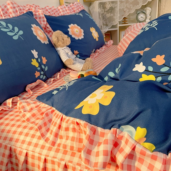 91家纺网 家纺一手货源 找家纺 维娜斯 2021新款植物羊绒磨毛韩版花边四件套 甜蜜花园