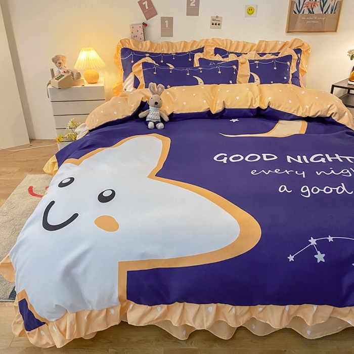 91家纺网 家纺一手货源 找家纺 维娜斯 2021新款韩版斜纹大版磨毛四件套 我的家园