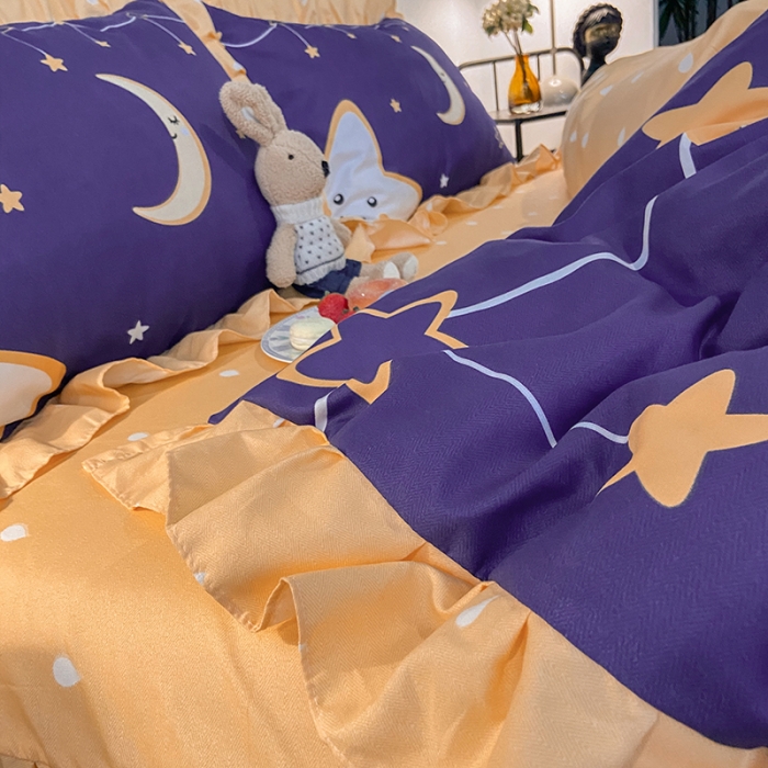 91家纺网 家纺一手货源 找家纺 维娜斯 2021新款韩版斜纹大版磨毛四件套 我的家园