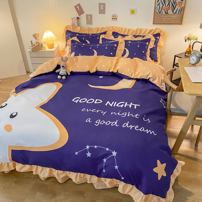 91家纺网 家纺一手货源 找家纺 维娜斯 2021新款韩版斜纹大版磨毛四件套 我的家园