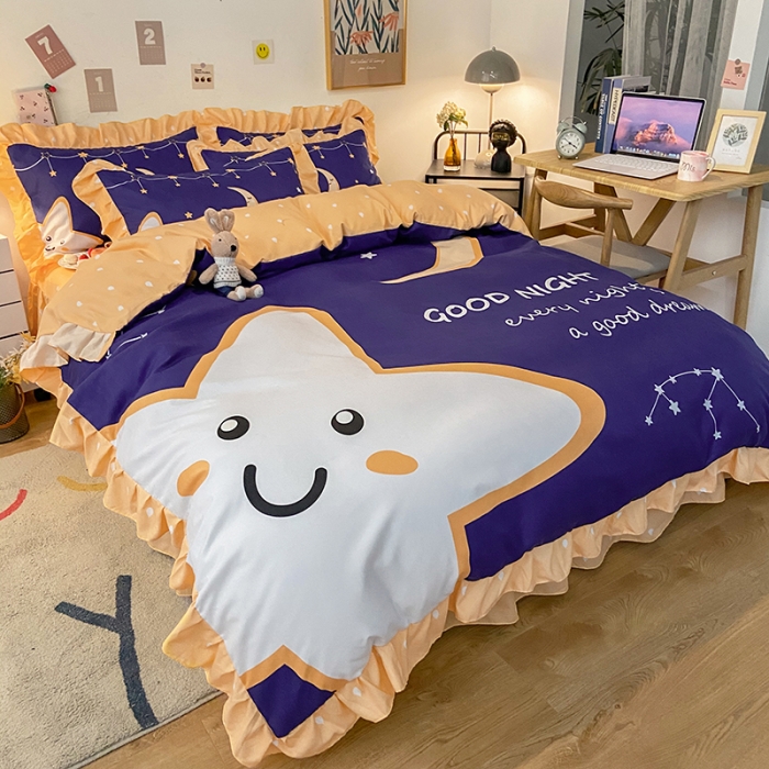 91家纺网 家纺一手货源 找家纺 维娜斯 2021新款韩版斜纹大版磨毛四件套 我的家园