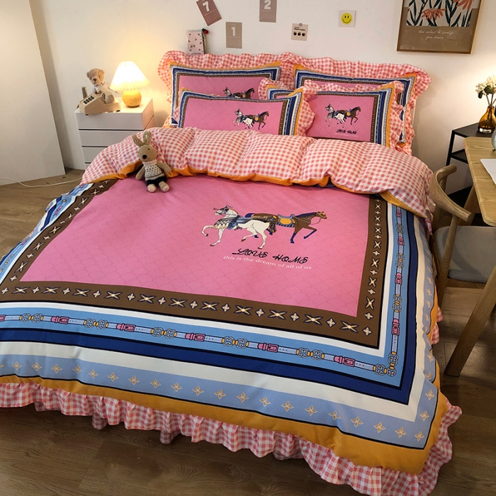 91家纺网 家纺一手货源 找家纺 维娜斯 2021新款韩版斜纹大版磨毛四件套 小资情调