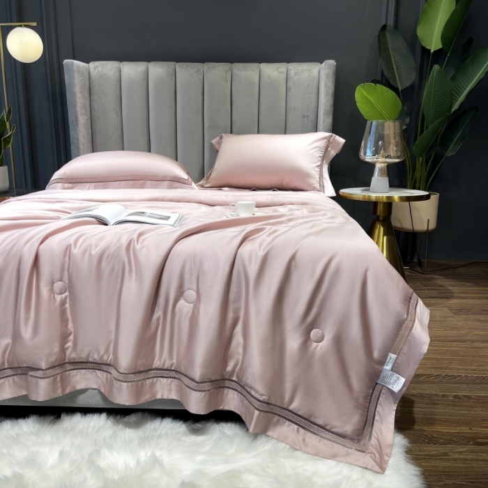 91家纺网 家纺一手货源 找家纺 榻尚家居2021新款天丝夏被床单款床笠款四件套夏粉