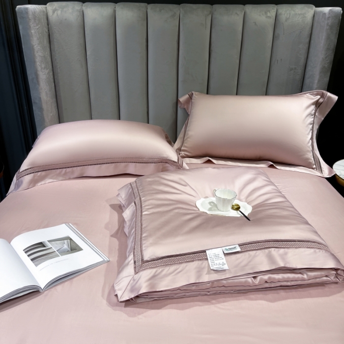 91家纺网 家纺一手货源 找家纺 榻尚家居2021新款天丝夏被床单款床笠款四件套夏粉