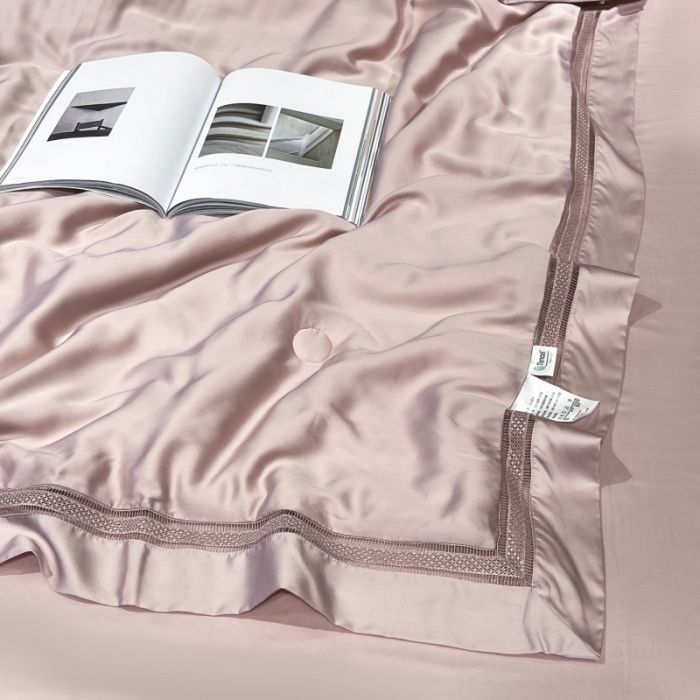 91家纺网 家纺一手货源 找家纺 榻尚家居2021新款天丝夏被床单款床笠款四件套夏粉