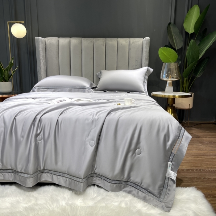 91家纺网 家纺一手货源 找家纺 榻尚家居2021新款天丝夏被床单款床笠款四件套夏灰