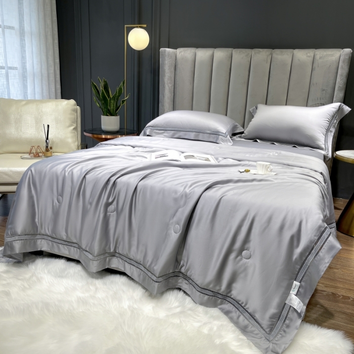91家纺网 家纺一手货源 找家纺 榻尚家居2021新款天丝夏被床单款床笠款四件套夏灰