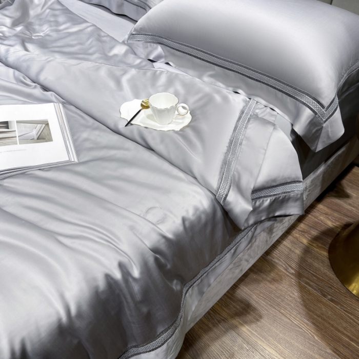 91家纺网 家纺一手货源 找家纺 榻尚家居2021新款天丝夏被床单款床笠款四件套夏灰