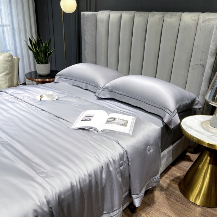 91家纺网 家纺一手货源 找家纺 榻尚家居2021新款天丝夏被床单款床笠款四件套夏灰