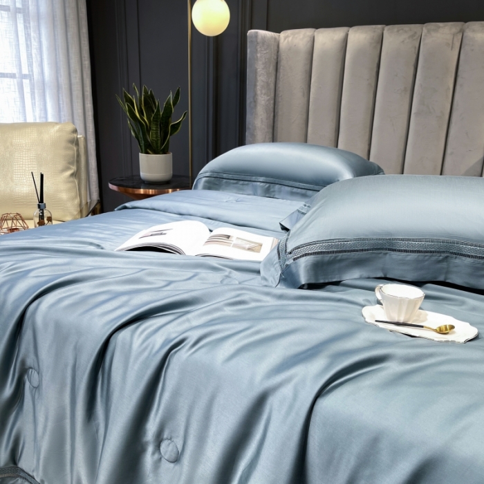 91家纺网 家纺一手货源 找家纺 榻尚家居2021新款天丝夏被床单款床笠款四件套夏绿