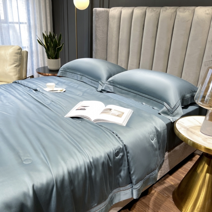 91家纺网 家纺一手货源 找家纺 榻尚家居2021新款天丝夏被床单款床笠款四件套夏绿