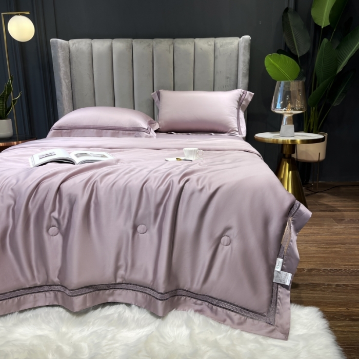 91家纺网 家纺一手货源 找家纺 榻尚家居2021新款天丝夏被床单款床笠款四件套夏紫