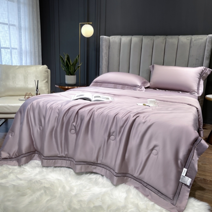 91家纺网 家纺一手货源 找家纺 榻尚家居2021新款天丝夏被床单款床笠款四件套夏紫