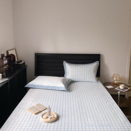 91家纺网 家纺一手货源 找家纺 2021新款高端可水洗冰丝席提花床席款 格雅-天空蓝