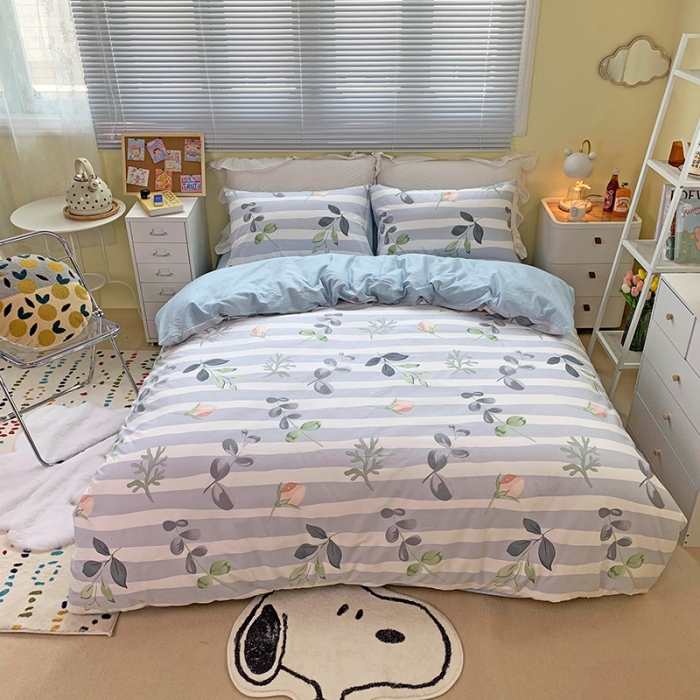 91家纺网 家纺一手货源 找家纺 田野家纺 2021新款初夏全棉四件套 风兰