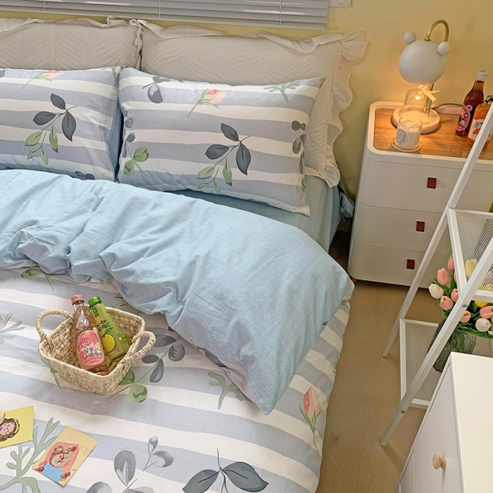 91家纺网 家纺一手货源 找家纺 田野家纺 2021新款初夏全棉四件套 风兰