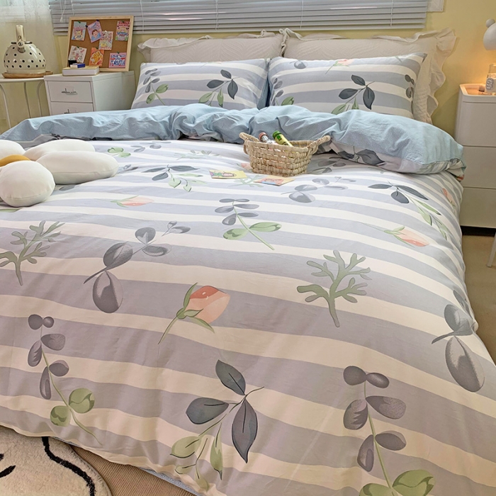 91家纺网 家纺一手货源 找家纺 田野家纺 2021新款初夏全棉四件套 风兰