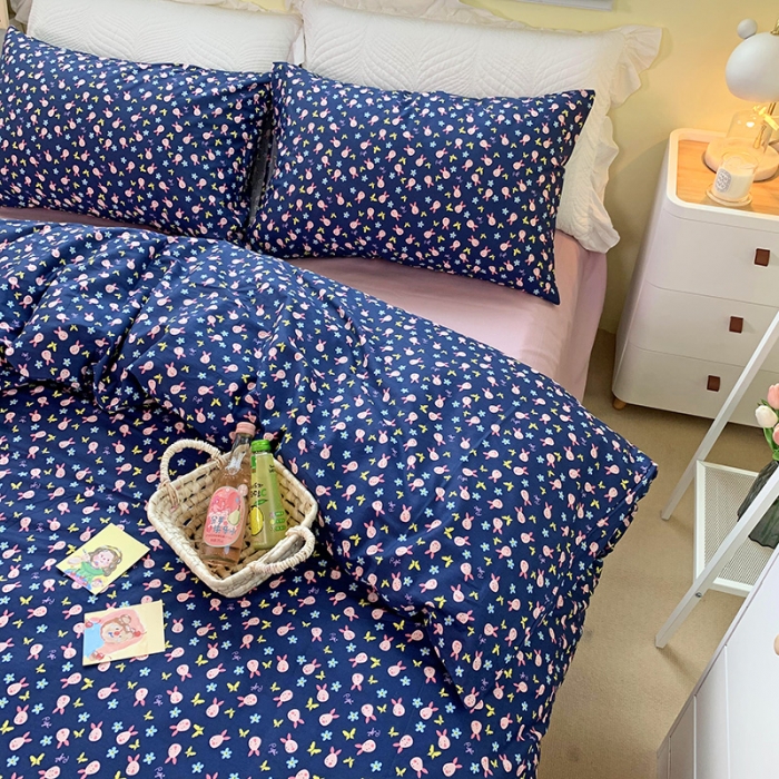 91家纺网 家纺一手货源 找家纺 田野家纺 2021新款初夏全棉四件套 萌萌猪