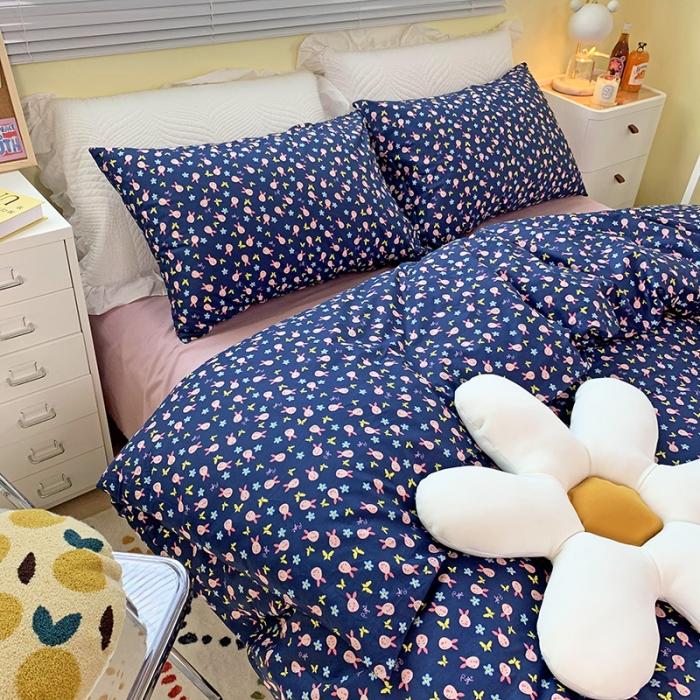 91家纺网 家纺一手货源 找家纺 田野家纺 2021新款初夏全棉四件套 萌萌猪