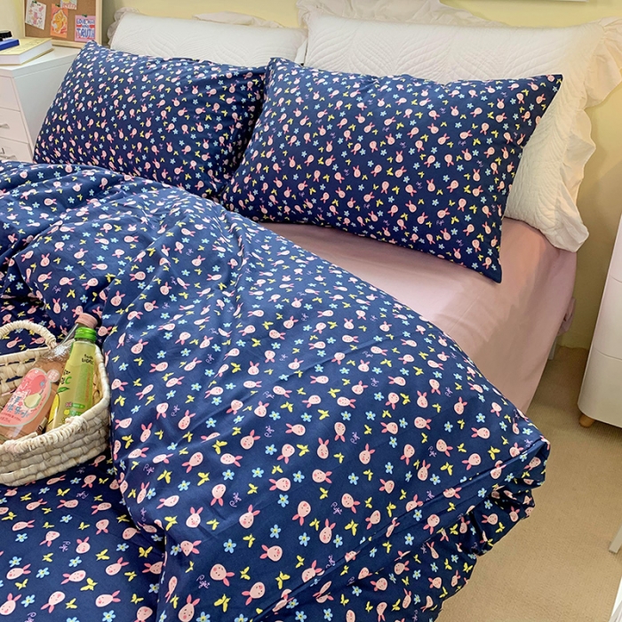 91家纺网 家纺一手货源 找家纺 田野家纺 2021新款初夏全棉四件套 萌萌猪