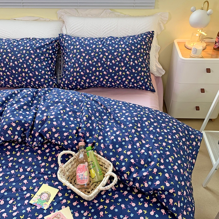 91家纺网 家纺一手货源 找家纺 田野家纺 2021新款初夏全棉四件套 萌萌猪