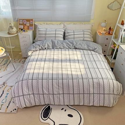 91家纺网 家纺一手货源 找家纺 田野家纺 2021新款初夏全棉四件套 千鸟