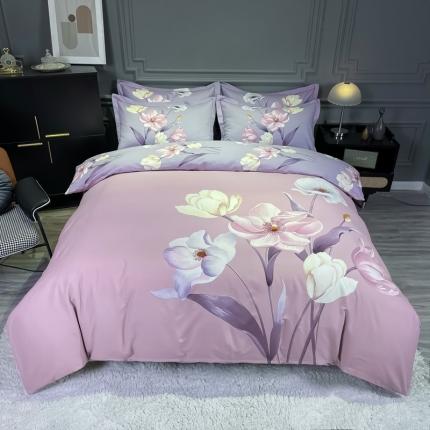 91家纺网 家纺一手货源 找家纺 （总）金爱家 2021新款大版磨毛花卉系列四件套