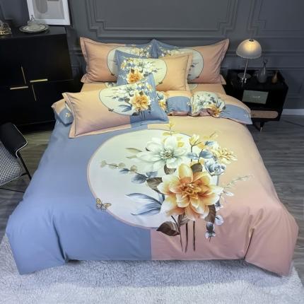 91家纺网 家纺一手货源 找家纺 （总）金爱家 2021新款大版磨毛花卉系列四件套