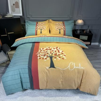 91家纺网 家纺一手货源 找家纺 （总）金爱家 2021新款大版磨毛花卉系列四件套