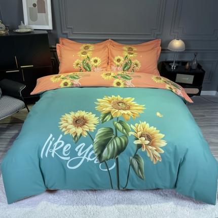 91家纺网 家纺一手货源 找家纺 （总）金爱家 2021新款大版磨毛花卉系列四件套