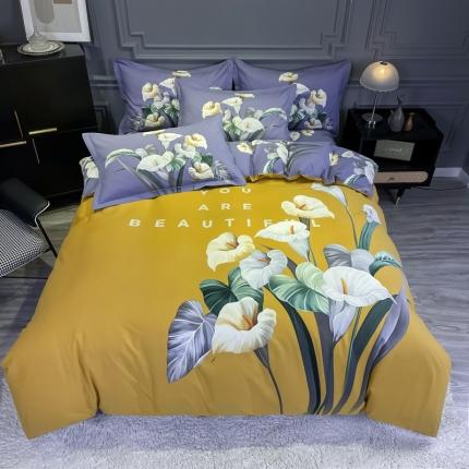 91家纺网 家纺一手货源 找家纺 （总）金爱家 2021新款大版磨毛花卉系列四件套