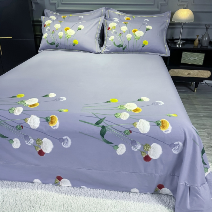 91家纺网 家纺一手货源 找家纺 金爱家 2021新款大版磨毛花卉系列四件套 烟萝粉