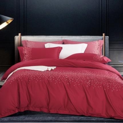 91家纺网 家纺一手货源 找家纺 （总）榻尚家居 2021新款非凡澳棉长绒棉贡缎刺绣床盖款四件套