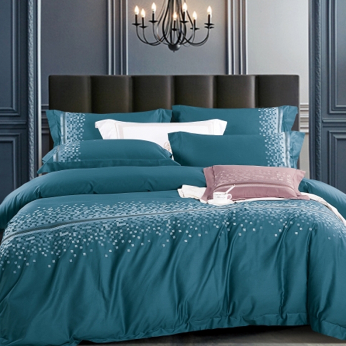 91家纺网 家纺一手货源 找家纺 （总）榻尚家居 2021新款非凡澳棉长绒棉贡缎刺绣床盖款四件套