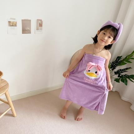 褓兒MY BOONII婴童床品  ɴᴇᴡ糖果色亲子浴裙+干发帽 紫色