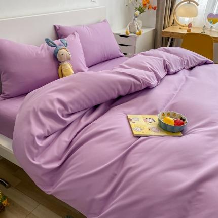 91家纺网 家纺一手货源 找家纺 阿曼达 2023新款混搭风小清新奶油系四件套葡萄紫全套