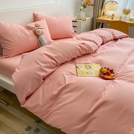 91家纺网 家纺一手货源 找家纺 阿曼达 2023新款混搭风小清新小轻奢奶油系四件套少女粉全套