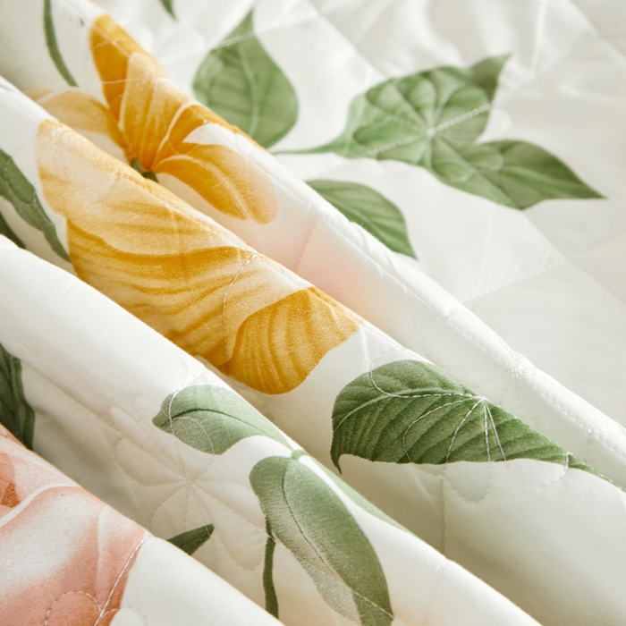 91家纺网 家纺一手货源 找家纺 十个点家纺 2022新款全棉蕾丝夹棉床裙四件套 春花秋月-黄