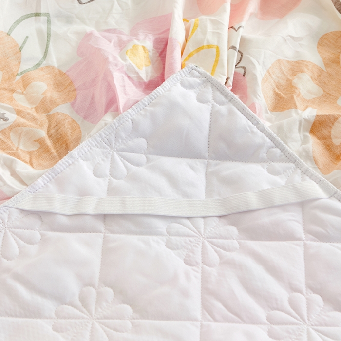 91家纺网 家纺一手货源 找家纺 十个点家纺 2022新款全棉蕾丝夹棉单床裙 香蜜花园-粉